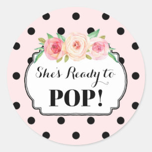 Pink Black Dots Sie ist bereit zum Pop Liebesmarke Runder Aufkleber