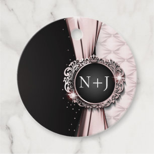 Pink & Black Elegante Luxus-Hochzeit  Geschenkanhänger