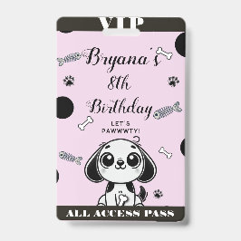 Pink Black Fish Knochen Welpe Hund Geburtstag VIP Ausweis