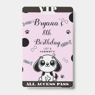 Pink Black Fish Knochen Welpe Hund Geburtstag VIP Ausweis