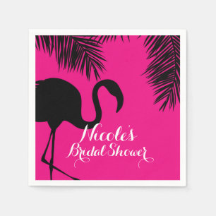 Pink & Black Flamingo & Palm Geburtstagsfeier Benu Serviette