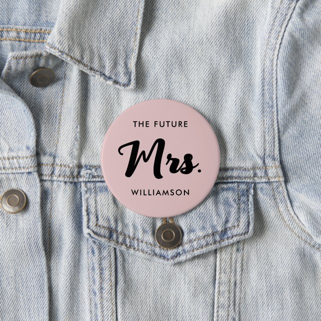 Pink Black Future Frau Nachname heiratet Button (Beispiel)