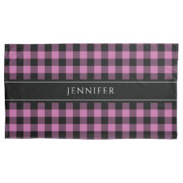 Pink & Black Gingham Karierter Bauernhof Kissenbezug
