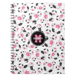 Pink Black Girly Sportart Fußball Notizblock