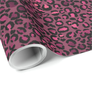 Pink Black Glam Leopard Print Geschenkpapier