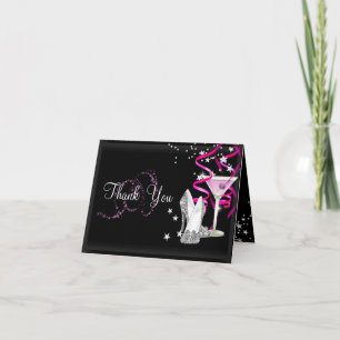 Pink & Black Glitzer Dankeschön-Karte Dankeskarte