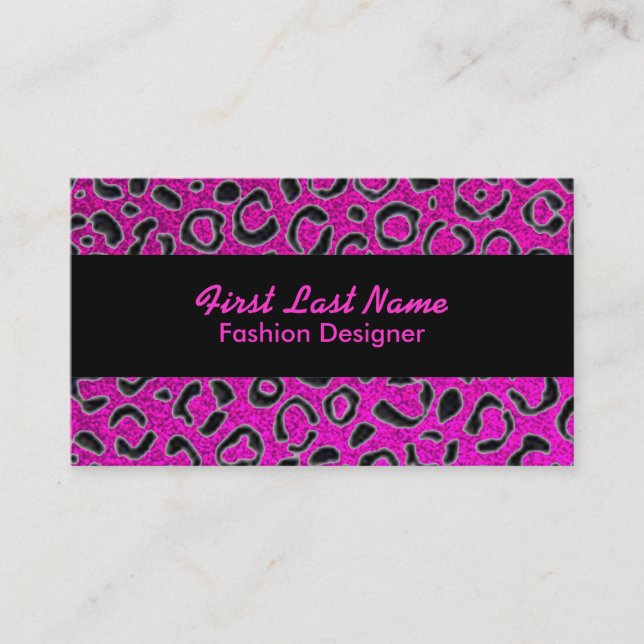 Pink Black Glitzer Leopspots benutzerdefinierte Ka Visitenkarte (Vorderseite)