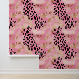 Pink Black Gold Leopard Glam Tapete