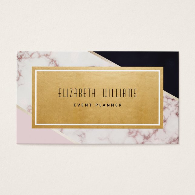 Pink Black Gold Marmor Event Planner Business Card (Vorderseite)
