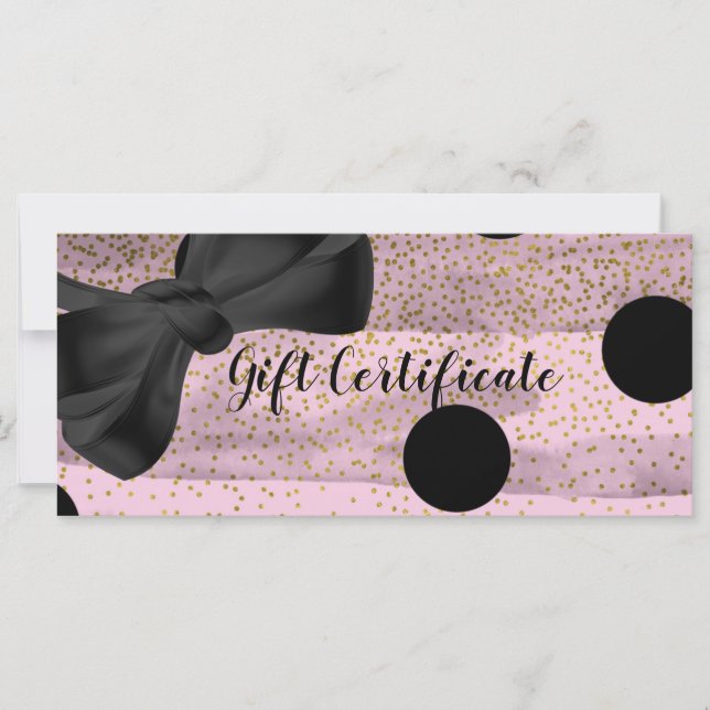 Pink & Black Gold Polka Dots Chic Geschenkgutschei (Vorderseite)