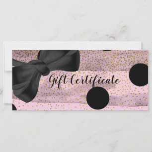 Pink & Black Gold Polka Dots Chic Geschenkgutschei