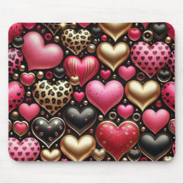 PINK BLACK GOLD VALENTINE LIEBE HERZEN MOUSEPAD