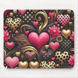 PINK BLACK GOLD VALENTINE LIEBE HERZEN MOUSEPAD