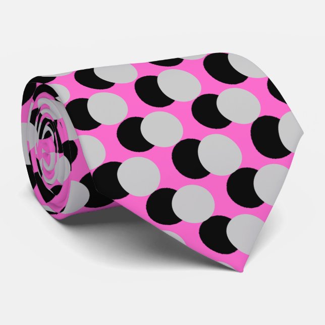 Pink Black Gray Polka Dots Pattern - Krawatte (Gerollt)