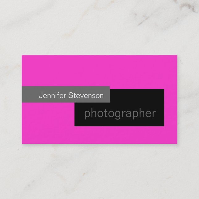 Pink Black Gray White Fotografy Business Card Visitenkarte (Vorderseite)