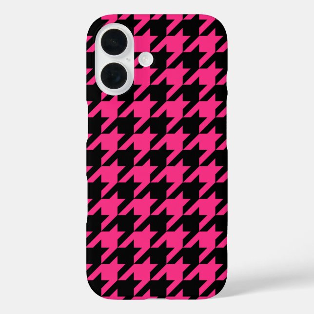 Pink Black Hahnentrittmuster Karo Case-Mate iPhone Hülle (Rückseite)