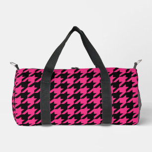 Pink Black Hahnentrittmuster Karo Duffle Bag