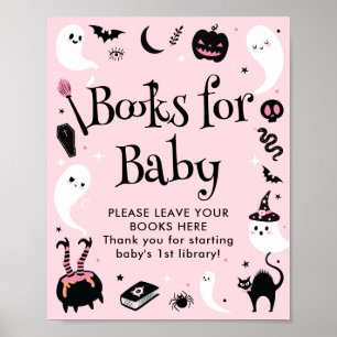 Pink Black Halloween Baby Showbücher für Baby Poster