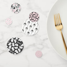 Pink & Black Halloween Ghost Confetti