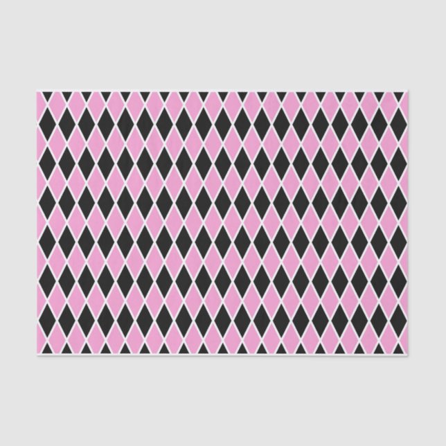 Pink Black Harlequin Tissue oder Decoupage Seidenpapier (Vorderseite)