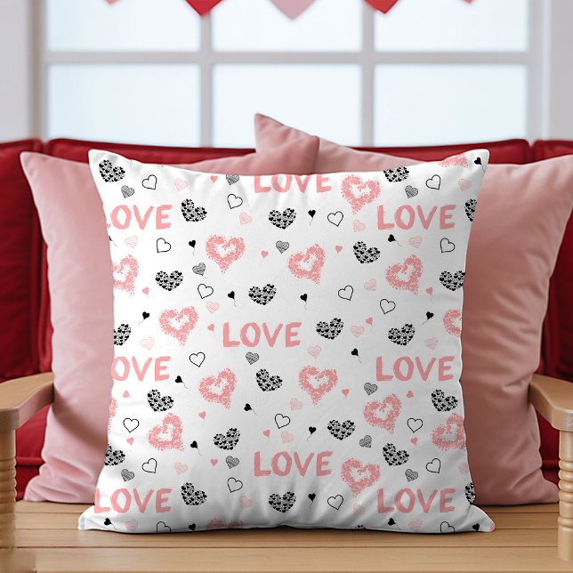 Pink Black Heart Art Pillow Cute I Love You Gift Kissen (Pink Black Heart Art Pillow Cute I Love You Gift

)