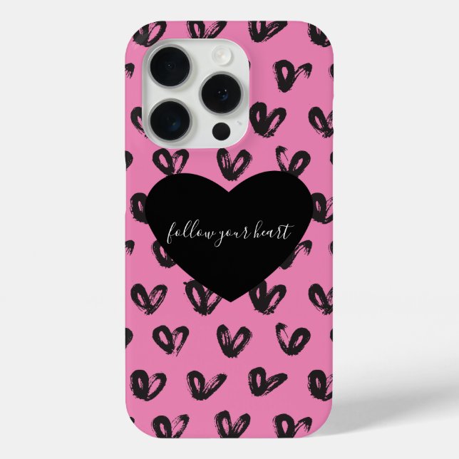 Pink Black Hearts Case-Mate iPhone Hülle (Rückseite)
