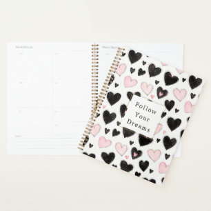 Pink Black Hearts Folge deinen Träumen Planer