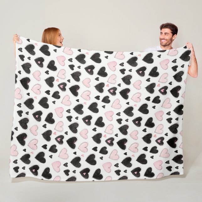 Pink Black Hearts Geburtstag Fleecedecke (Beispiel)