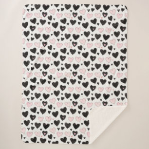 Pink Black Hearts Geburtstag Sherpadecke