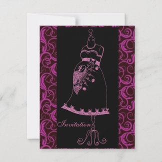 Pink Black Henna Bauch Dusche Einladung
