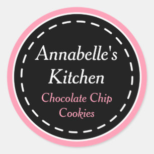 Pink Black Kitchen Backgeschenke Tags Sticker