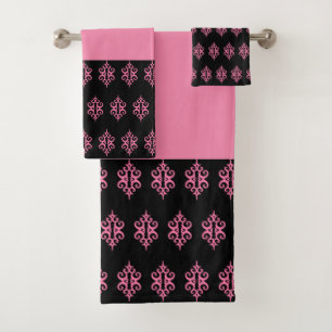 Pink Black Lace Handtuch Set