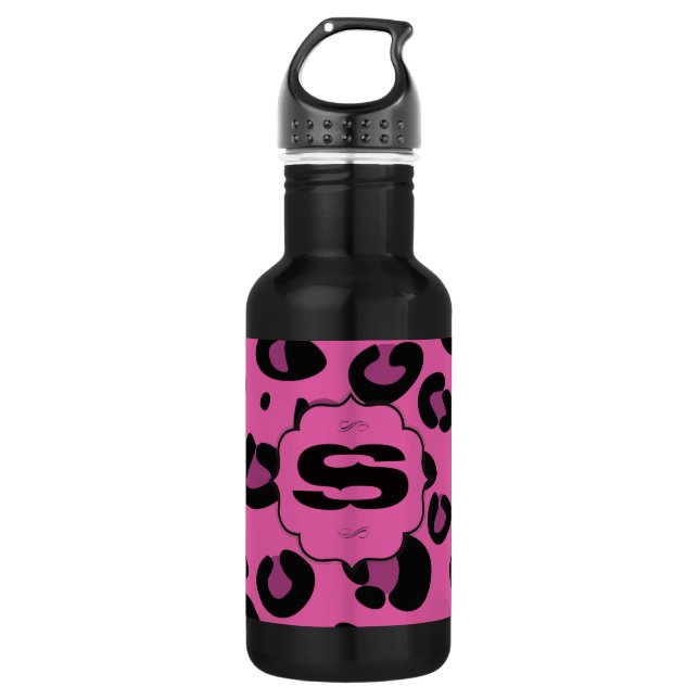 Pink Black Leopard Cheetah 32. oz. Trinkflasche (Vorderseite)