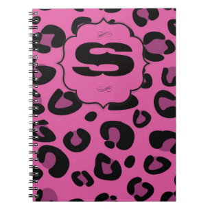 Pink Black Leopard Cheetah Print Spiral Notebook Notizblock