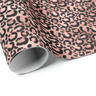Pink Black Leopard Print Geschenkpapier