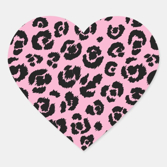 Pink Black Leopard Print Herz-Aufkleber (Vorderseite)