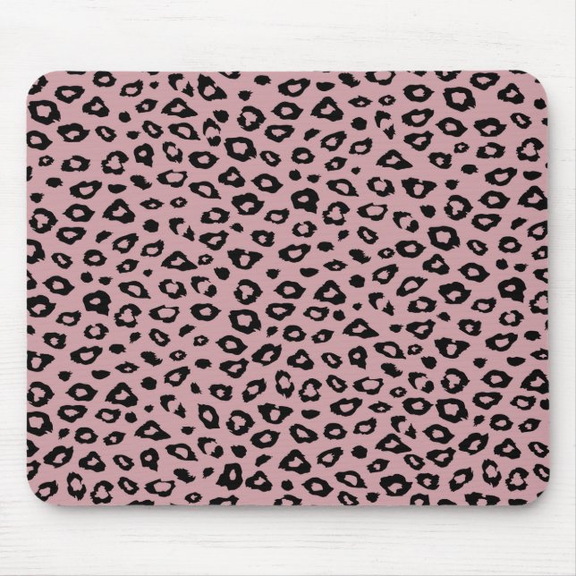 Pink Black Leopard Print Mousepad (Vorne)