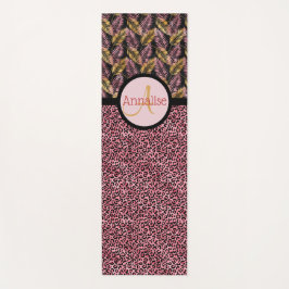 Pink Black Leopard Print und Pink Gold Ferns Yogamatte