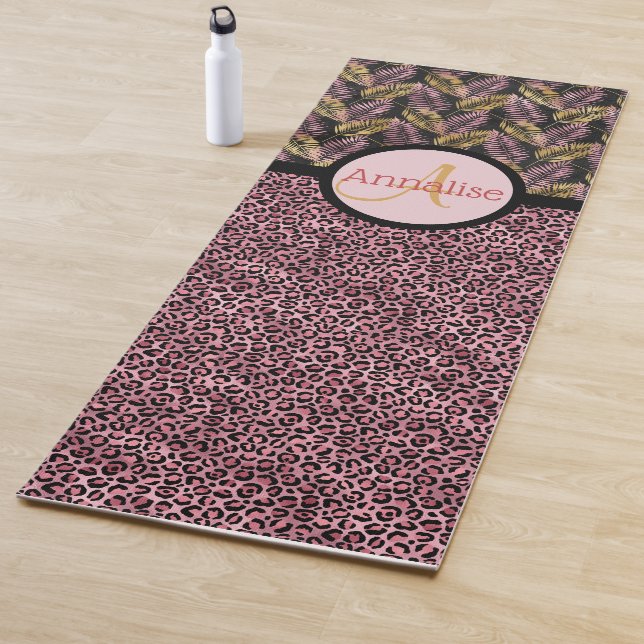 Pink Black Leopard Print und Pink Gold Ferns Yogamatte (Beispiel)