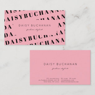 Pink Black Letting Trendy Modern Business Card Visitenkarte