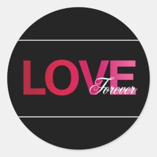 Pink Black Liebe Forever Wedding Stickers