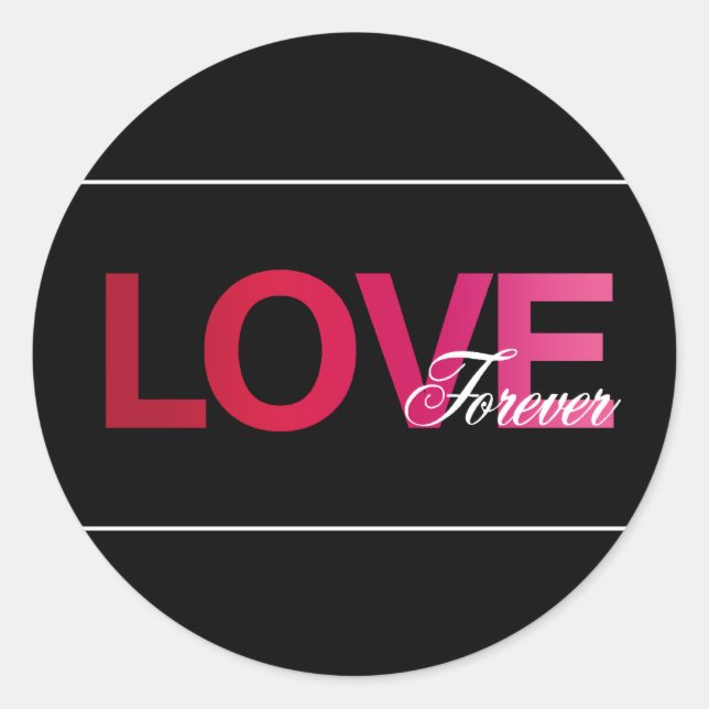 Pink Black Liebe Forever Wedding Stickers (Vorderseite)