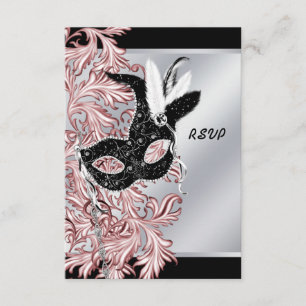 Pink Black Maske Pink Black Maskenball-Antwort RSVP Karte