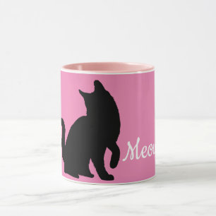 Pink Black Meow Cat Tasse