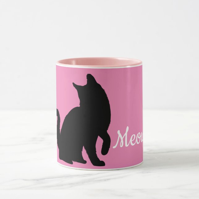 Pink Black Meow Cat Tasse (Zentrum)