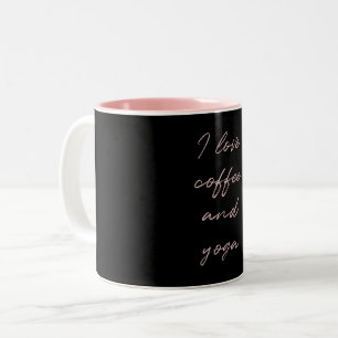 Pink Black Minimalistisch Script I Liebe Kaffee &  Zweifarbige Tasse