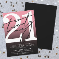 Pink Black Modern 21. Geburtstag