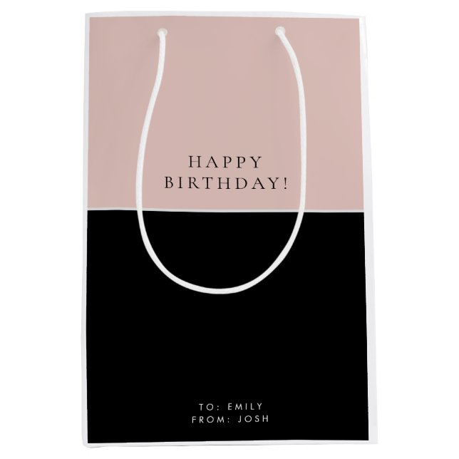 Pink Black Modern Birthday Mittlere Geschenktüte (Vorderseite)