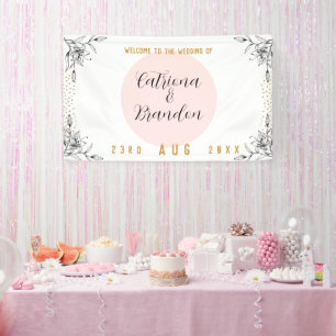 Pink & Black Modern Gold Dots Hochzeitsbanner Banner