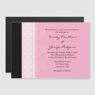 Pink Black Modern Magnetic Wedding Einladung